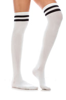 WS18 12 Pairs Elastic Band Top, Shoe Size 6â€“9, Made in Korea Striped Knee High Socks