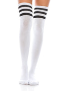 WS40 12 Pairs Womenâ€™s Shoe Size 6â€“9, Made in Korea Over-the-Knee High Socks with Stripe Design