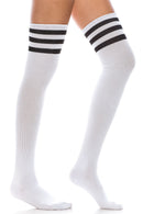 WS40 12 Pairs Womenâ€™s Shoe Size 6â€“9, Made in Korea Over-the-Knee High Socks with Stripe Design