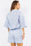 WOMEN'S SHORT SLEEVE TOP & SHORTS 2PC. FLORAL PRINT SET