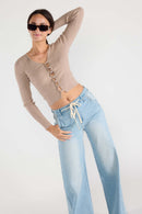 (OPEN PACK) Super High Rise Relaxed Wide with Waist String XP7004