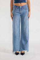 (OPEN PACK) Low Waist Baggy Wide Leg Jeans with Chewed Hem XP7014