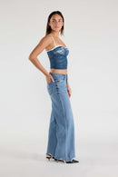 (OPEN PACK) Low Waist Baggy Wide Leg Jeans with Chewed Hem XP7014