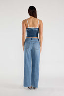 (OPEN PACK) Low Waist Baggy Wide Leg Jeans with Chewed Hem XP7014