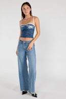(OPEN PACK) Low Waist Baggy Wide Leg Jeans with Chewed Hem XP7014