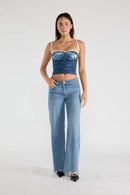 (OPEN PACK) Low Waist Baggy Wide Leg Jeans with Chewed Hem XP7014