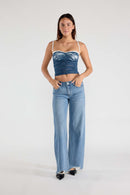 (OPEN PACK) Low Waist Baggy Wide Leg Jeans with Chewed Hem XP7014