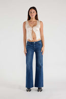 (OPEN PACK) Mid Waist Flared Wide Leg Jeans with Tacking XP7015