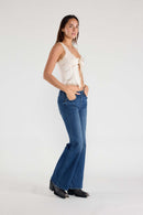 (OPEN PACK) Mid Waist Flared Wide Leg Jeans with Tacking XP7015