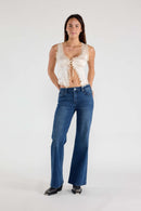 (OPEN PACK) Mid Waist Flared Wide Leg Jeans with Tacking XP7015