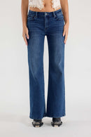(OPEN PACK) Mid Waist Flared Wide Leg Jeans with Tacking XP7015