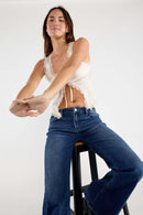 (OPEN PACK) Mid Waist Flared Wide Leg Jeans with Tacking XP7015