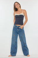 (OPEN PACK) Low Waist Wide Leg with Big Eyelet Detail XP7020