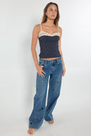 (OPEN PACK) Low Waist Wide Leg with Big Eyelet Detail XP7020