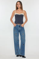 (OPEN PACK) Low Waist Wide Leg with Big Eyelet Detail XP7020
