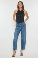 (OPEN PACK) High Rise Relaxed Straight Jeans with Stud Trim XP7029