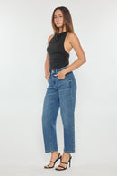 (OPEN PACK) High Rise Relaxed Straight Jeans with Stud Trim XP7029