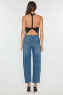 (OPEN PACK) High Rise Relaxed Straight Jeans with Stud Trim XP7029