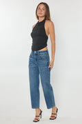 (OPEN PACK) High Rise Relaxed Straight Jeans with Stud Trim XP7029