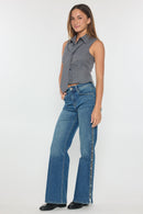 (OPEN PACK) High Rise Wide with Rhinestone Cutout Detail XP7030