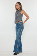 (OPEN PACK) High Rise Wide with Rhinestone Cutout Detail XP7030