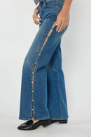 (OPEN PACK) High Rise Wide with Rhinestone Cutout Detail XP7030