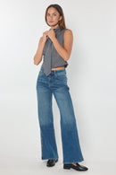 (OPEN PACK) High Rise Wide with Rhinestone Cutout Detail XP7030