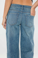 (OPEN PACK) Rhinestone Detailed Relaxed Straight Jeans XP7031
