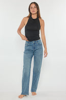 (OPEN PACK) Rhinestone Detailed Relaxed Straight Jeans XP7031