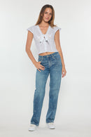 (OPEN PACK) Mid Waist Loose Straight with Heart Embroidery XP7032