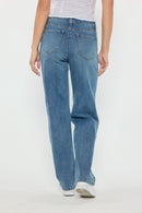 (OPEN PACK) Mid Waist Loose Straight with Heart Embroidery XP7032