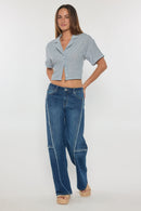 (OPEN PACK) Low Waist Loose Wide Jeans with Fringing XP7034