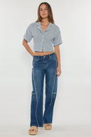 (OPEN PACK) Low Waist Loose Wide Jeans with Fringing XP7034