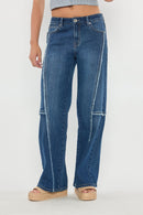 (OPEN PACK) Low Waist Loose Wide Jeans with Fringing XP7034