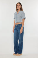 (OPEN PACK) Low Waist Loose Wide Jeans with Fringing XP7034