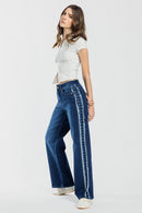 (OPEN PACK) Mid Waist Relaxed Wide with Side Checker Detail XP7035