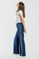 (OPEN PACK) Mid Waist Relaxed Wide with Side Checker Detail XP7035