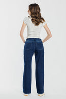 (OPEN PACK) Mid Waist Relaxed Wide with Side Checker Detail XP7035