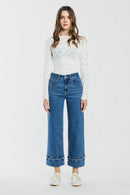 (OPEN PACK) High Rise Straight Jeans with Turn-up Hem Detail XP7043