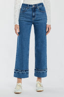 (OPEN PACK) High Rise Straight Jeans with Turn-up Hem Detail XP7043