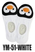 YM51 12 Pairs Cotton Blend, Made in Korea Penguins No Show Foot Liners