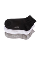 YM06 60 Pairs 4-Pair Bundle (Black, Grey, White), Shoe Size 6â€“9, Made in Korea Cotton Quarter Socks