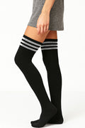 YM39 12 Pairs 80% Polyester, Shoe Size 6-9  Over The Knee-High Socks with Stripe Design