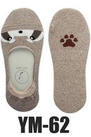 YM62 12 Pairs No Show Socks, Cute Animal Design, Shoe Size 6â€“9, 70% Cotton / 30% Spandex, Made in Korea Raccoon Foot Liners