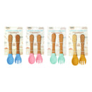 Bonita Home Silicone Baby Spoon&Fork with Wooden Handle - 5.6in