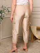 PLUS SIZE ELASTIC WAIST CARGO POCKETS JOGGER CAPRI PANTS