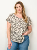 PLUS SIZE SHORT SLEEVE FLORAL TUNIC BLOUSE TOP
