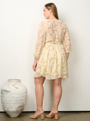 PLUS SIZE 3/4 SLEEVE SURPLICE FLORAL MINI DRESS