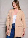 PLUS SIZE 3/4 SLEEVE OPEN FRONT BLAZER