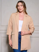 PLUS SIZE 3/4 SLEEVE OPEN FRONT BLAZER